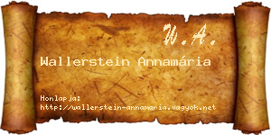 Wallerstein Annamária névjegykártya